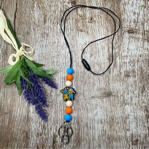 Beaded Lanyard Stitch Accessories Keys ID Holder Handcrafted Office Artisan